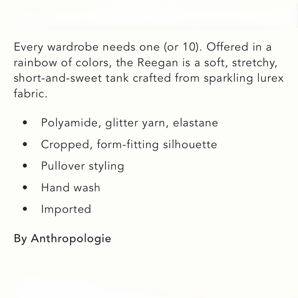 ANTHRO The Reagan Seamless Lurex Ribbed Cropped Shimmer Tank in Black Size S/M - Picture 5 of 5
